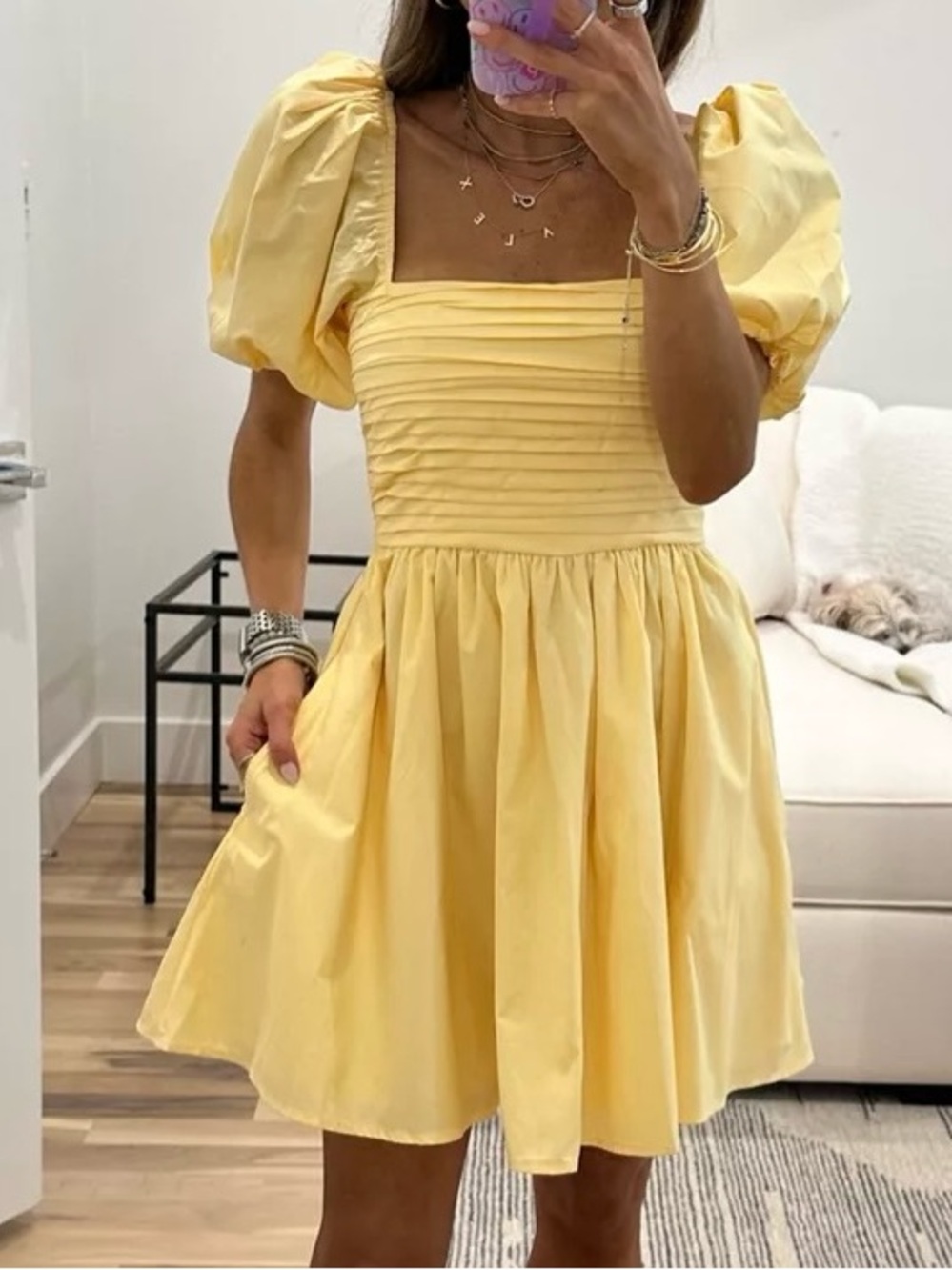 New NWT Abercrombie & Fitch butter yellow Emerson skort romper puff sleeve med